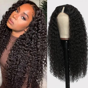 V Part Wig Human Hair No Leave Out Thin Part Glueless Brazilian Remy Curly Human Hair Wigs For Women V Shape Kinky Curly Wig