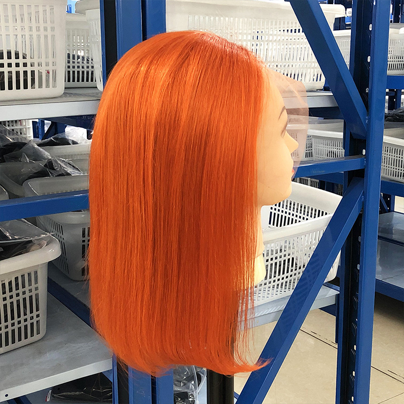 Hot Sale Brazilian Hair Cuticle Aligned Bob Lace Human Hair Wig,13X4 Lace Front Closure 350 Orange Color Wig For Black Women