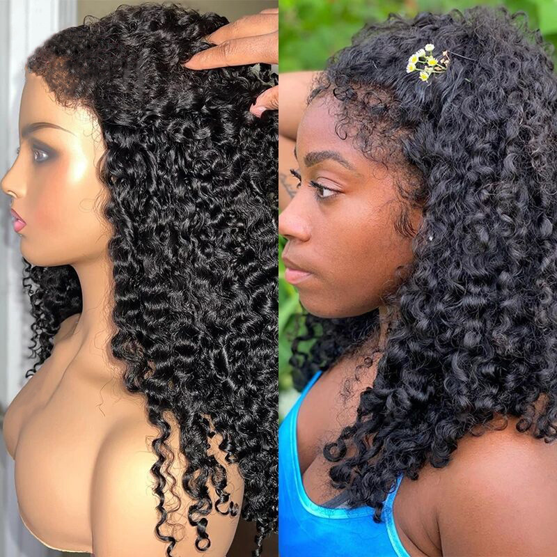 Brazilian hair swiss hd lace frontal wig,kinky curly human hair wig for women,pre pluck lace wig with curly baby hair