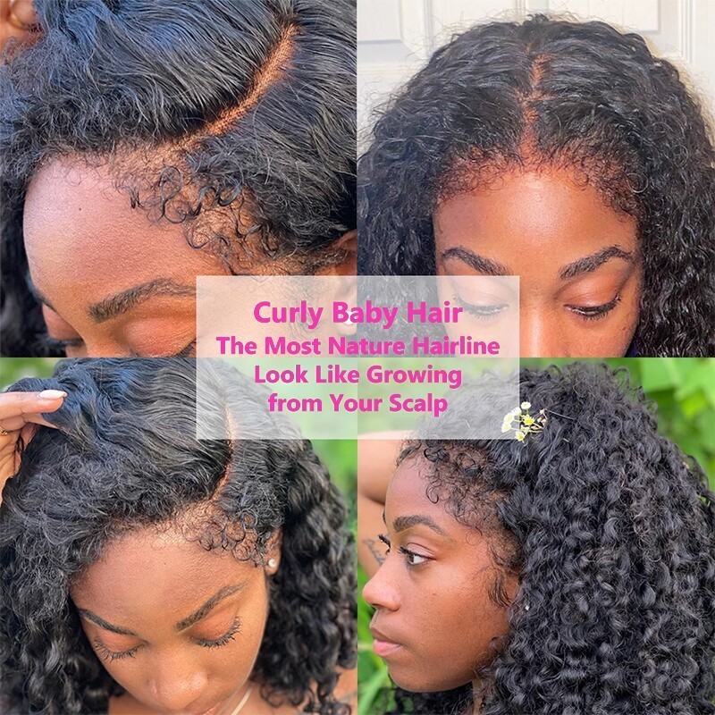 New Launched Type 4 Hairline HD Lace Front Wigs Afro Kinky Curly Baby Hair Frontal Human Hair Water Wave Wigs with Curly Edges