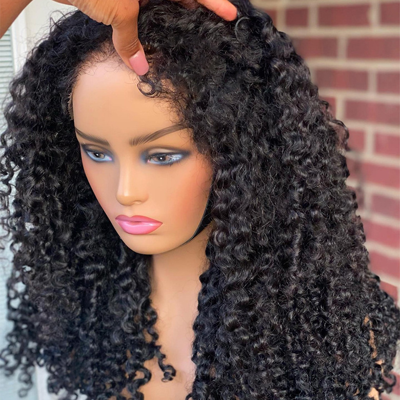 Brazilian hair swiss hd lace frontal wig,kinky curly human hair wig for women,pre pluck lace wig with curly baby hair