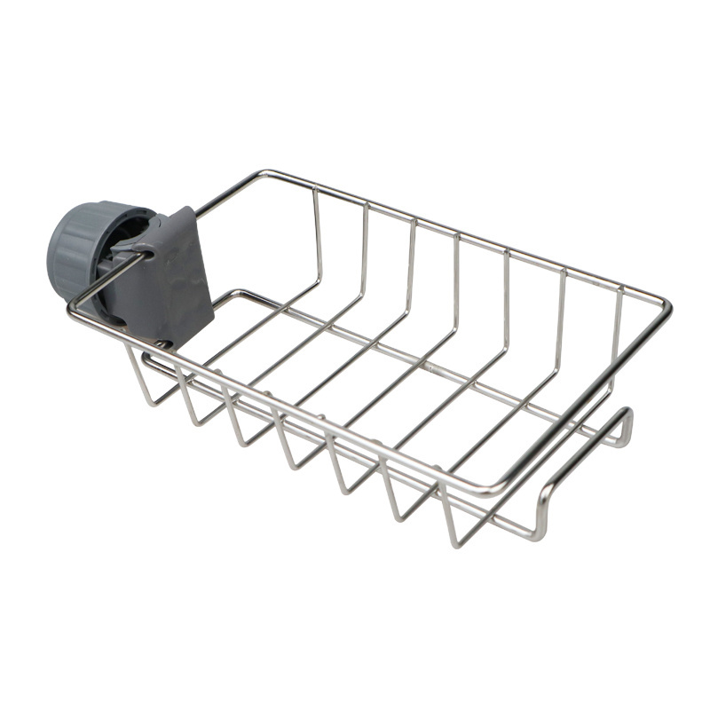 Stainless steel kitchen storage shelf draining faucet storage rack for sponge soap holder