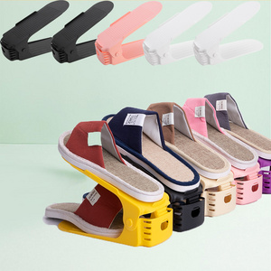 Doub Layer Adjustable Shoe Rack Organizer Shoe Box Footwear Support Slot Save Space Closet Shoes Storage Rack