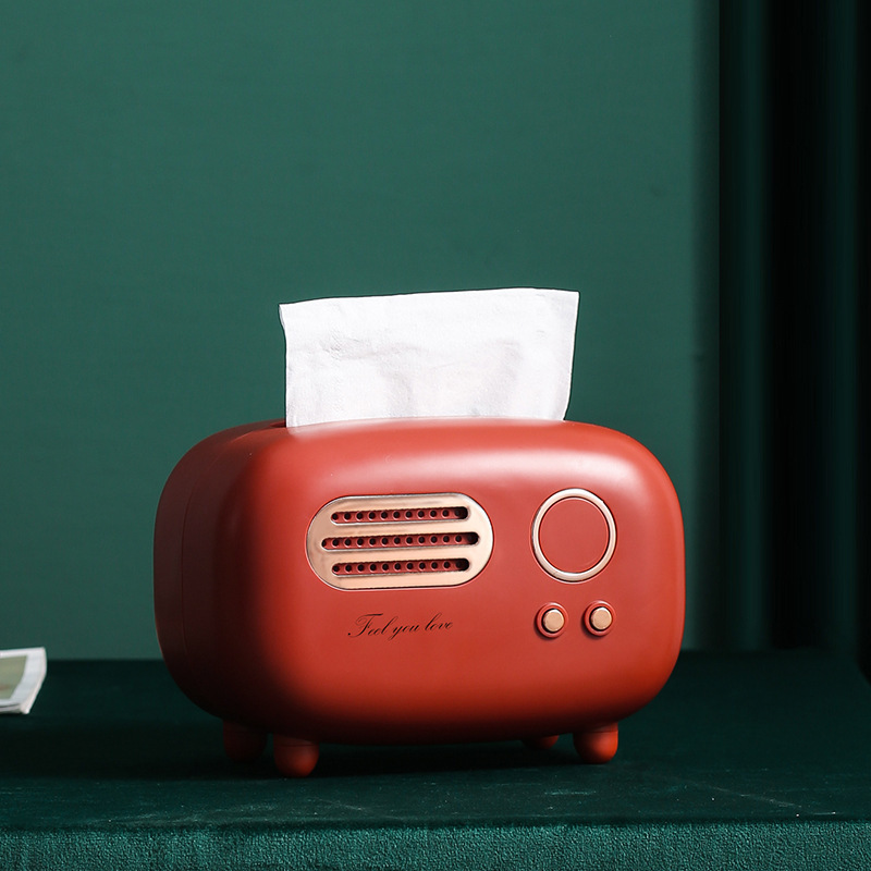 living room retro radio shape extraction storage box plastic paper towel dispensers facial tissue box