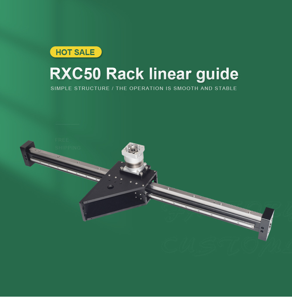 RXC50 linear guide slide wide double rail CNC precision moving linear worktable small rack and pinion module