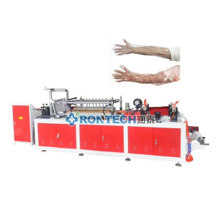 Fully Automatic plastic long sleeve washing glove making machine elastic type Veterinary water proof special long gloves machine