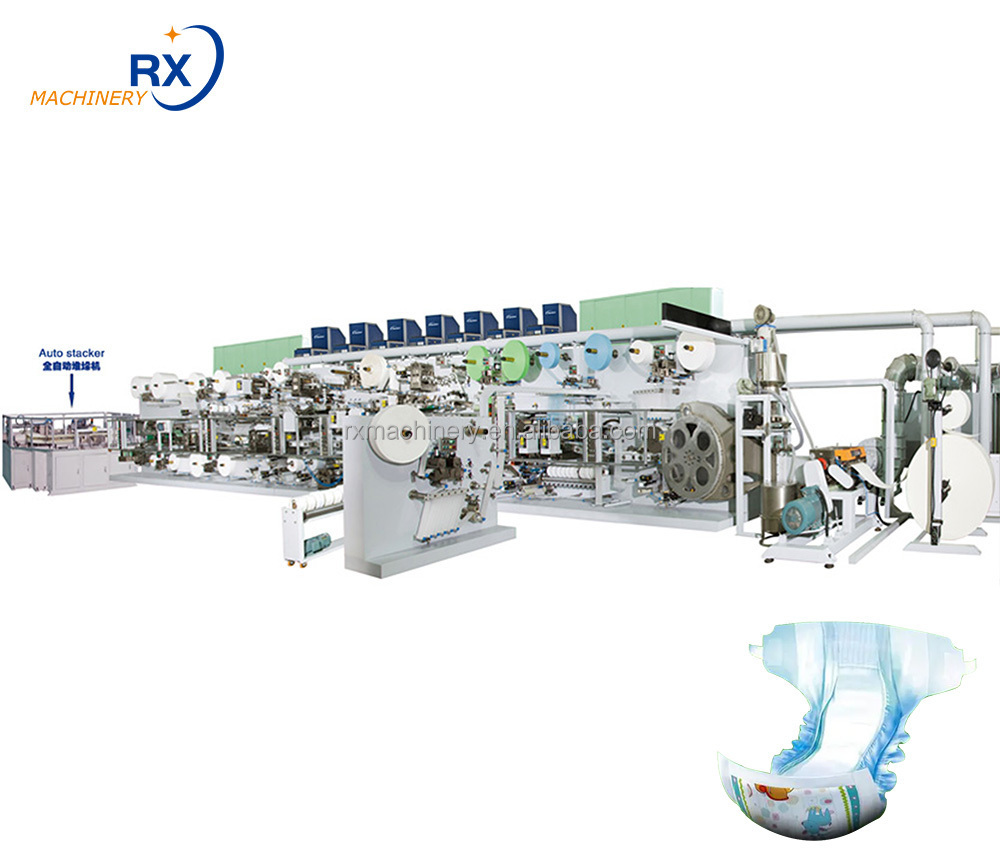 Full Servo Big Waist Band Baby Diaper Manufacturing Production Line