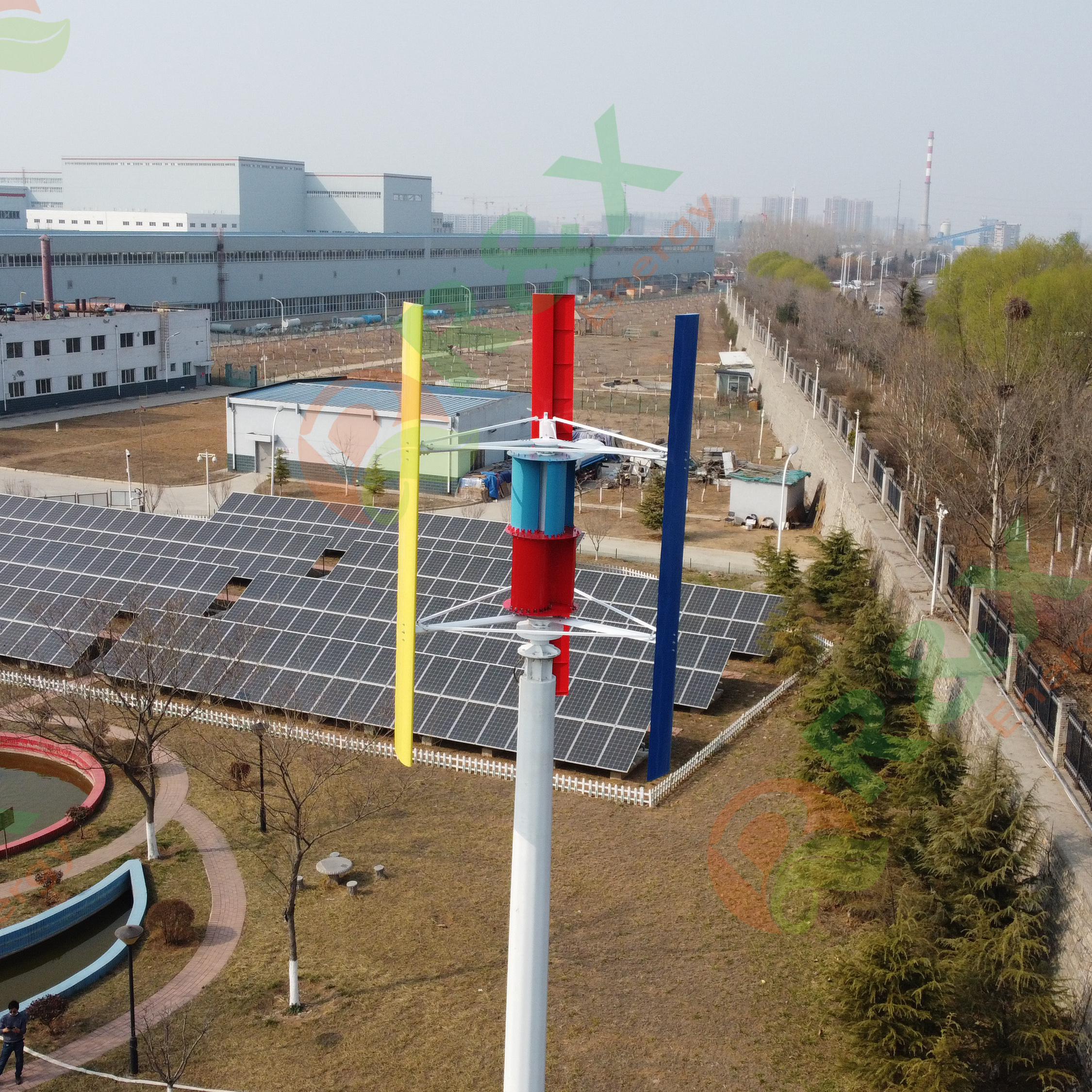 1kw 2kw 3kw 5kw 6kw 8kw 10kw Wind Generator Vertical Axis Wind Turbine  With Solar System1200W