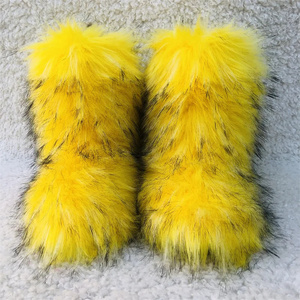 outside raccoon thigh high full cover winter white snow faux mongolian women fur boots