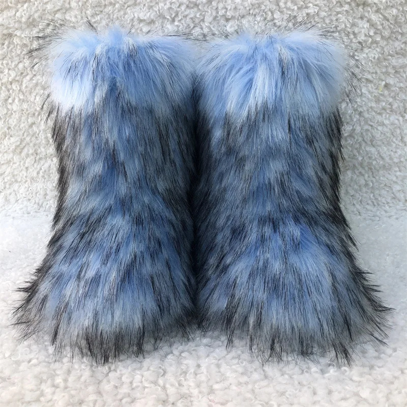 outside raccoon thigh high full cover winter white snow faux mongolian women fur boots