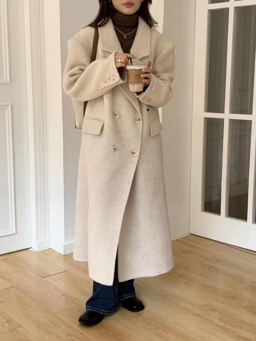 Winter Mongolian Cashmere Overcoat Luxury Ladies Long Alpaca Wool Trench Coat Women 100% Wool Cashmere Handmade Coat For Women