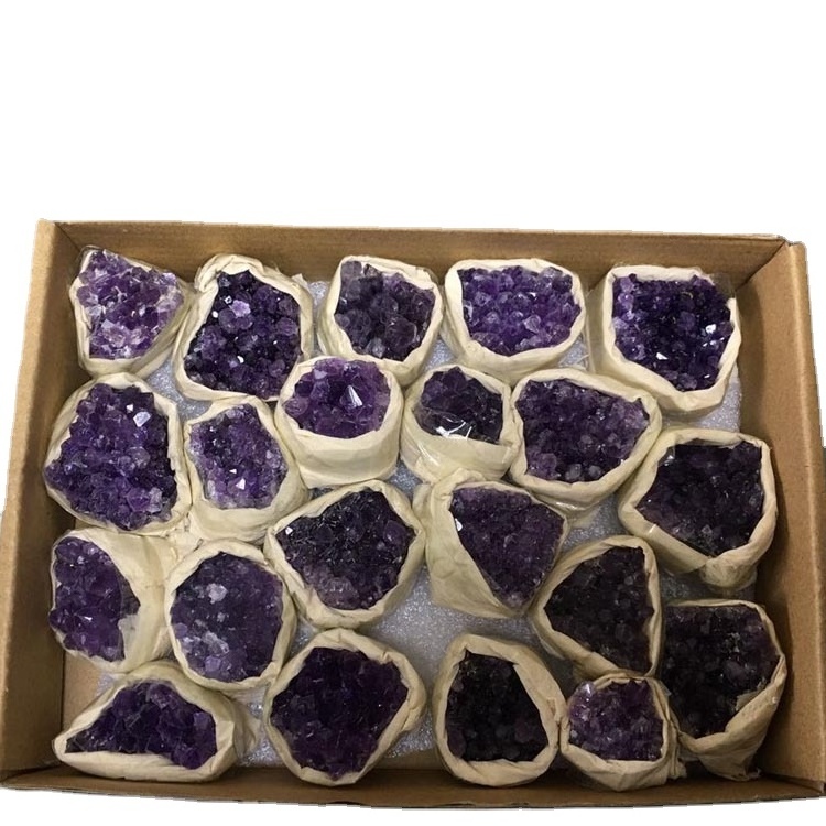 High Quality Natural Uruguay Crystal Cluster Raw Gemstone Healing Stones Box set Amethyst