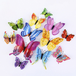 Creative Living Room Home Decoration 3d Double Layer Butterfly Pvc Color Butterfly Wall Stickers