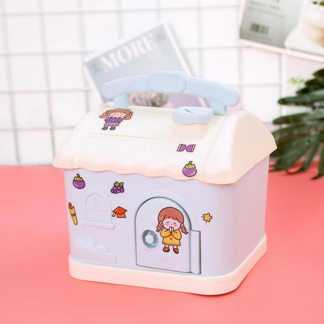 Popular Cute Cartoon Decoration Birthday Gift Plastic Storage Gift Children Plastic Window Box Piggy Bank