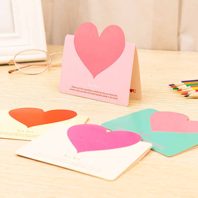 Colorful Paper LOVE Heart Shape Business Valentine Gift Greeting Cards With Envelopes