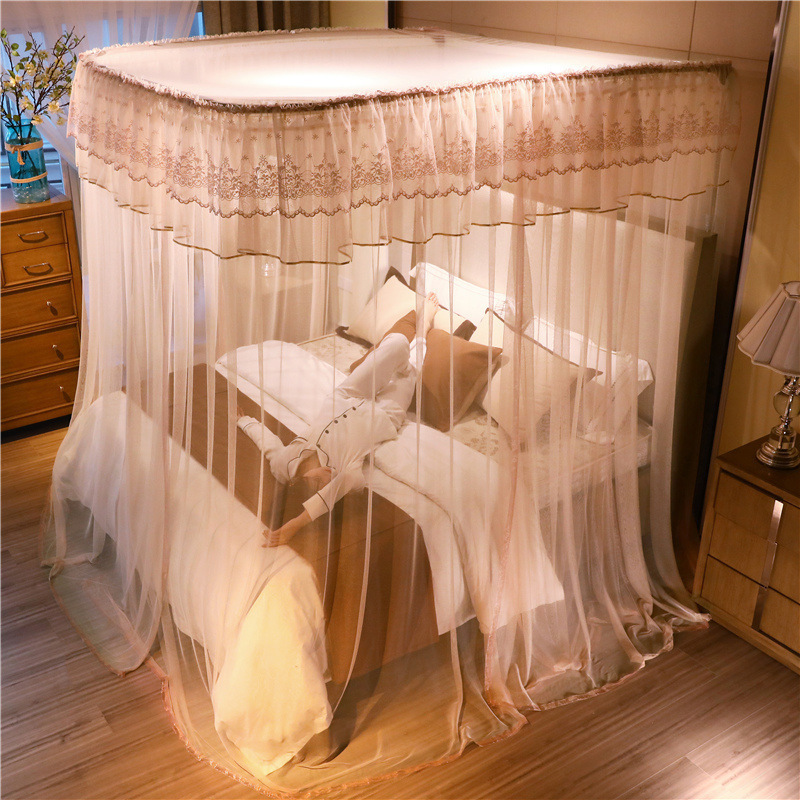 2023 New Fashion Folding Rail Lace U-rail Household Princess Decoration Mosquito Net Bed Net