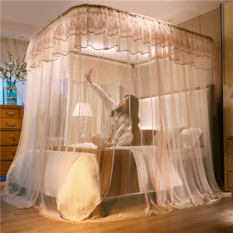 2023 New Fashion Folding Rail Lace U-rail Household Princess Decoration Mosquito Net Bed Net