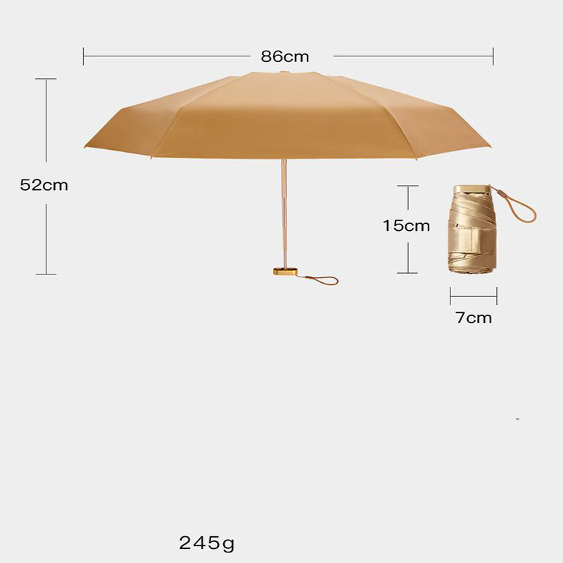 Super tiny lightweight bag pocket lady smallest 5 fold umbrella 14cm rain sun umbrella