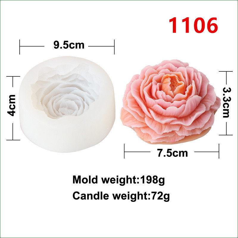 candle accessories DIY simulated flower aromatherapy crystal drip glue peony flower silicone candle mold