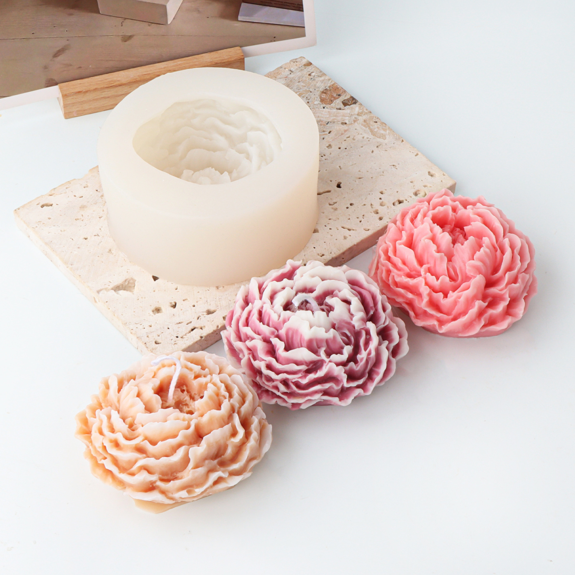 candle accessories DIY simulated flower aromatherapy crystal drip glue peony flower silicone candle mold