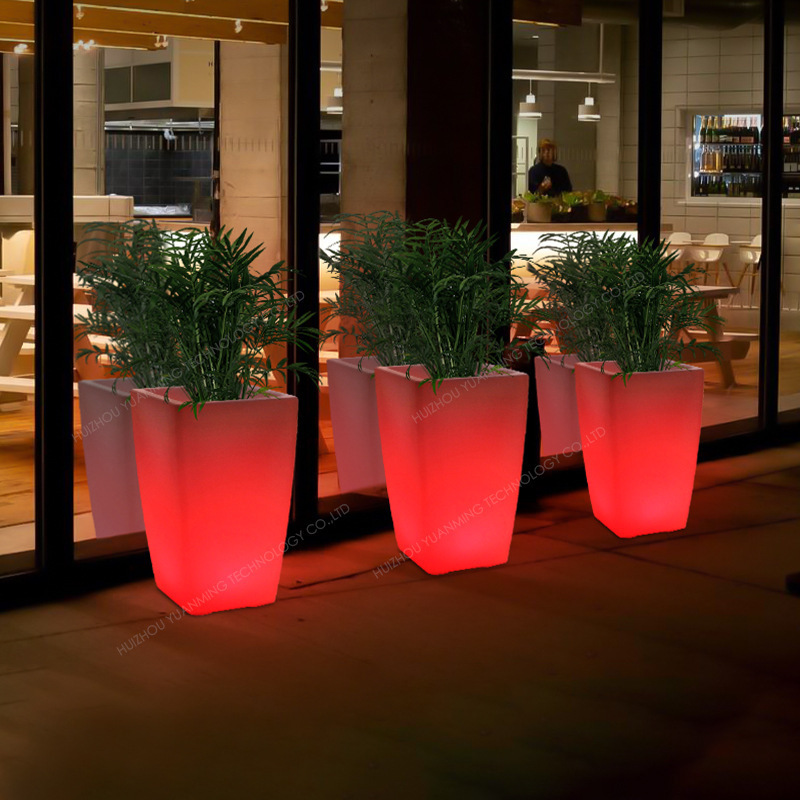 Led Tall square flower pot led light up flower pot LED Garden decorative flower pot