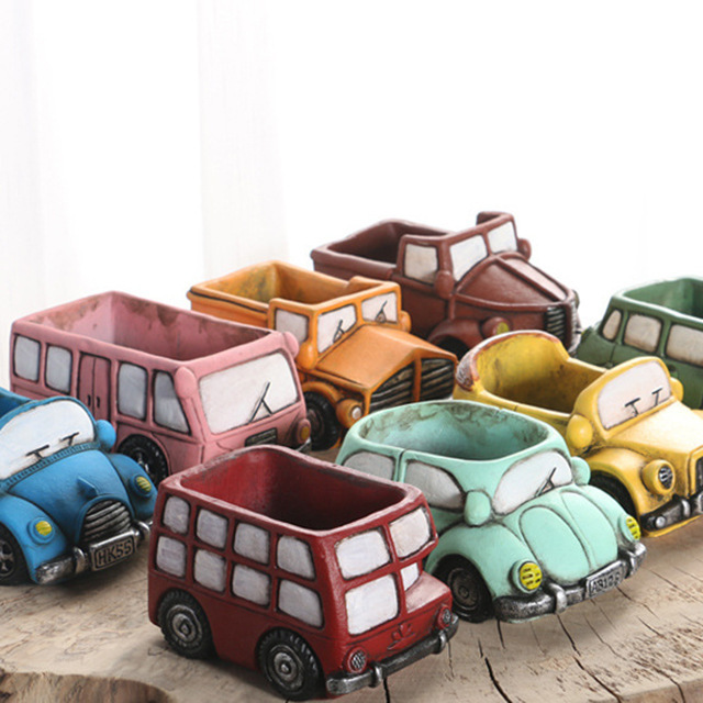 Creative personality retro cartoon car breathable succulent flower pot decoration plant flower pot