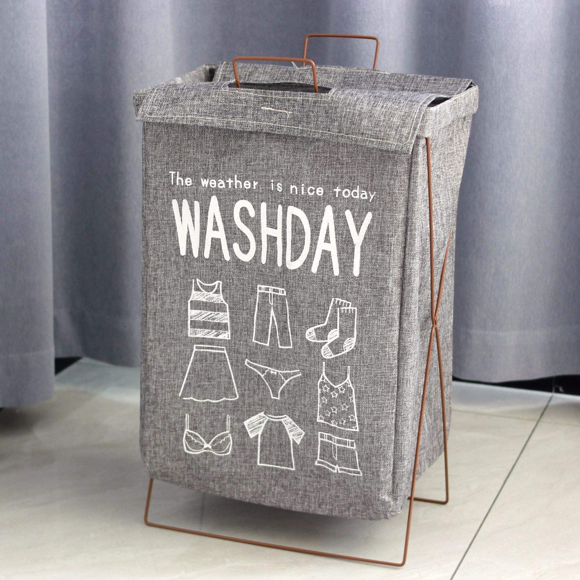 Iron frame foldable dirty clothes storage basket storage cylinder foldable laundry basket