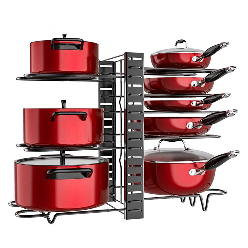 Metal kitchen Storage Holder Vertical Multi-layer Drain Pan Organizer Multi-function Adjustable Pot Rack