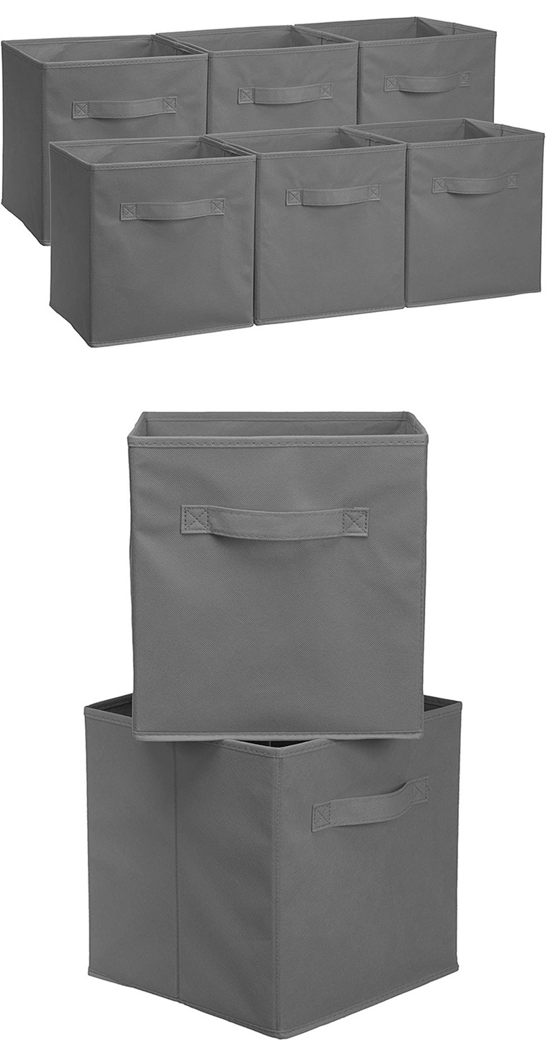 Uncovered Square Collapsible Storage Box with Handles Household Foldable Fabric Storage Clothes Cubes Organizer