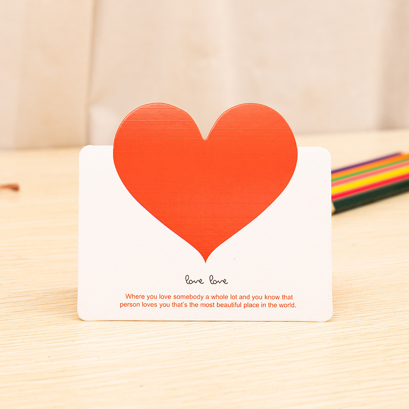 Colorful Paper LOVE Heart Shape Business Valentine Gift Greeting Cards With Envelopes