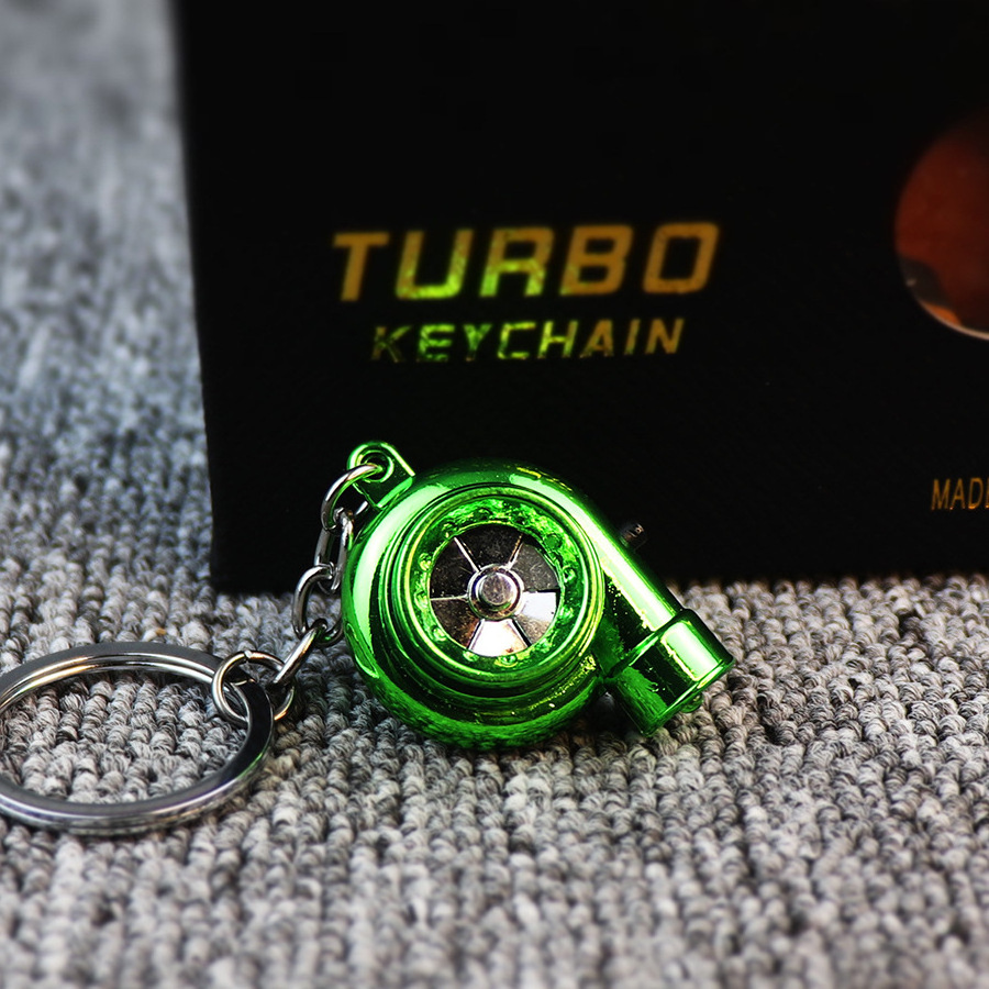 LED Mini Turbo Sound Turbocharger Keychain Spinning Turbine Key Auto Part Turbine Turbocharger Key Ring Keychain