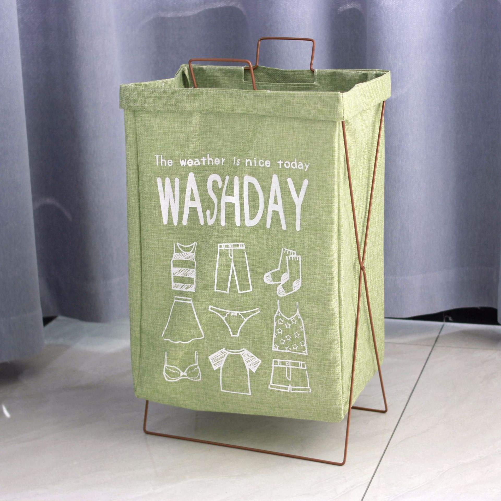 Iron frame foldable dirty clothes storage basket storage cylinder foldable laundry basket