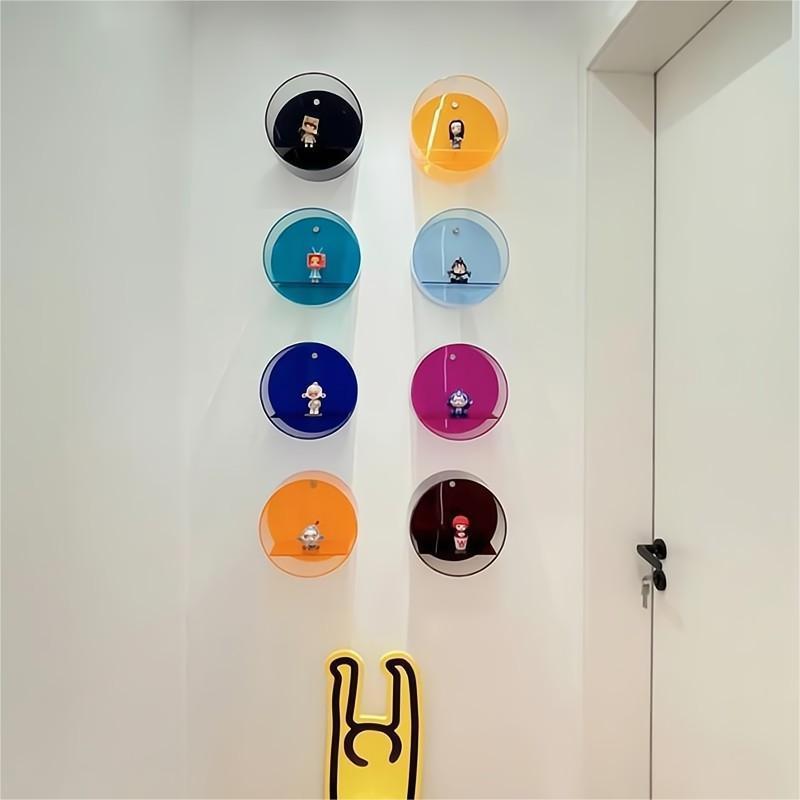 Custom Color Round Acrylic Perfume Display Shelves Wall Mount Circle Shoe Bag Display Rack