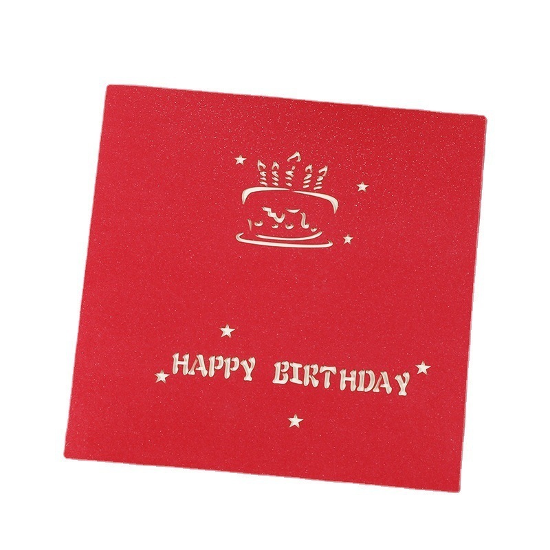 Wholesale Luxury Happy Birthday Decoration 3D Pop Up Birthday Cake Greeting Card Paper Gift Card