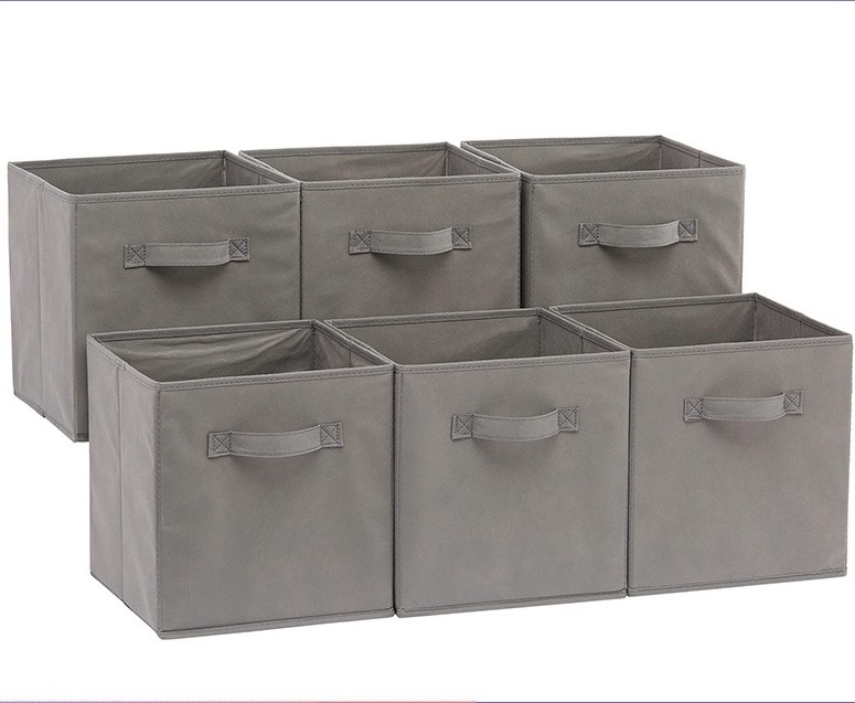 Uncovered Square Collapsible Storage Box with Handles Household Foldable Fabric Storage Clothes Cubes Organizer