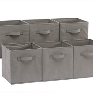 Uncovered Square Collapsible Storage Box with Handles Household Foldable Fabric Storage Clothes Cubes Organizer