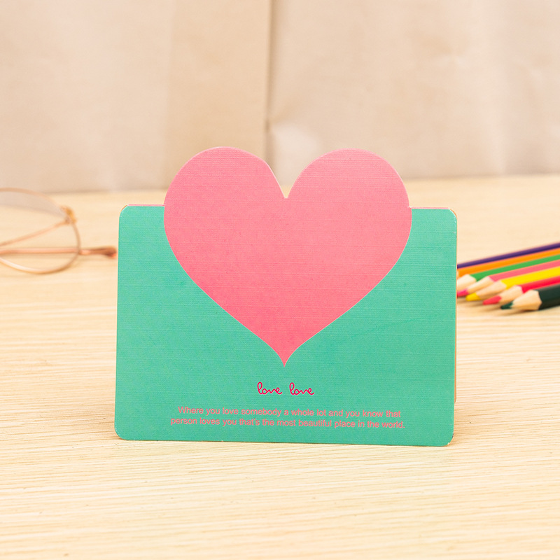 Colorful Paper LOVE Heart Shape Business Valentine Gift Greeting Cards With Envelopes