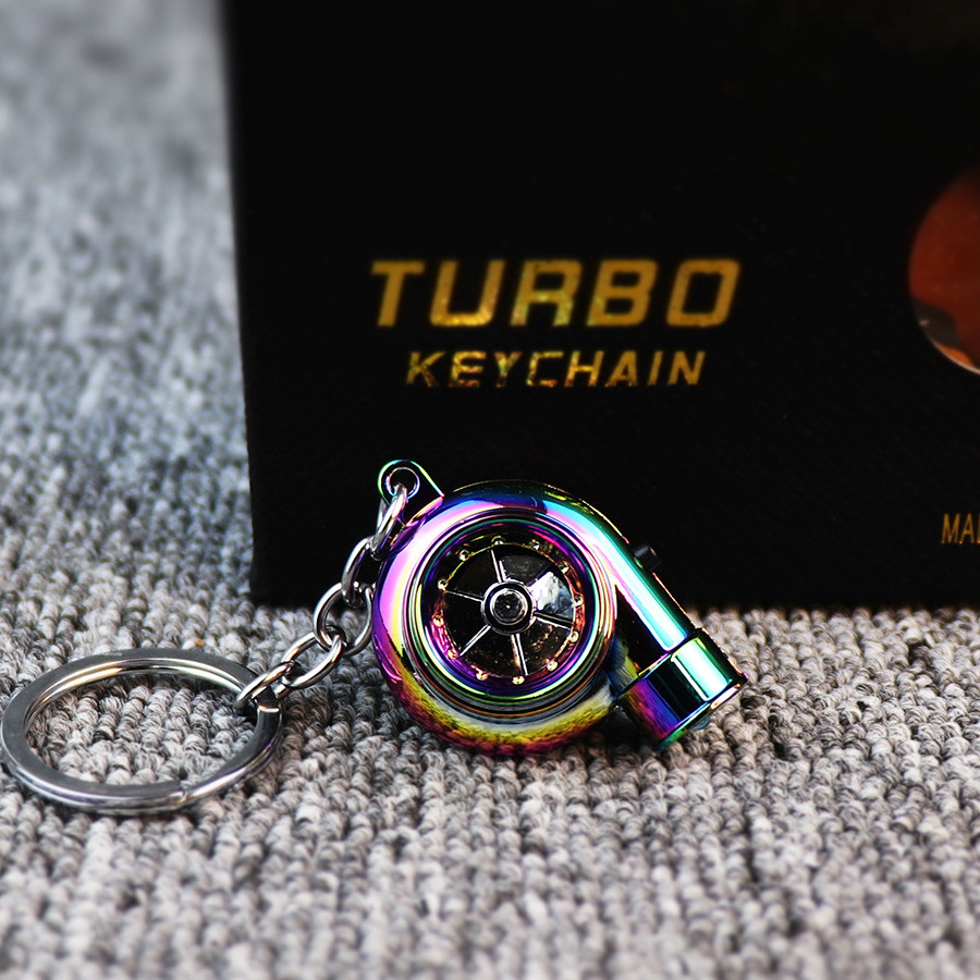 LED Mini Turbo Sound Turbocharger Keychain Spinning Turbine Key Auto Part Turbine Turbocharger Key Ring Keychain