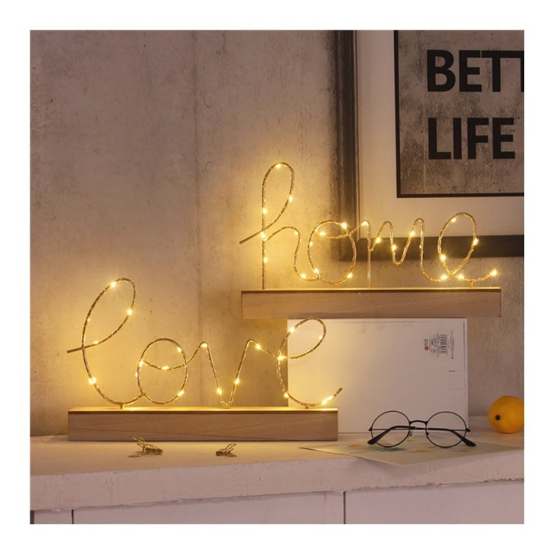 Home Decor Lamp Birthday Valentine's Day Wedding Decorations Table Bedroom Light LOVE HOME Letter LED Light