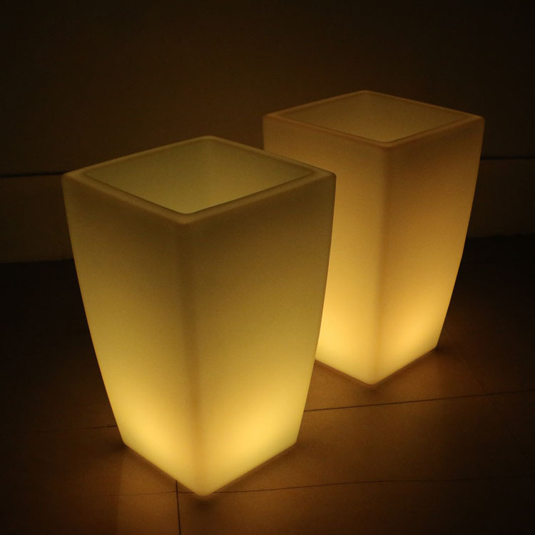 Led Tall square flower pot led light up flower pot LED Garden decorative flower pot