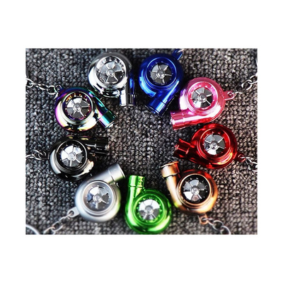 LED Mini Turbo Sound Turbocharger Keychain Spinning Turbine Key Auto Part Turbine Turbocharger Key Ring Keychain