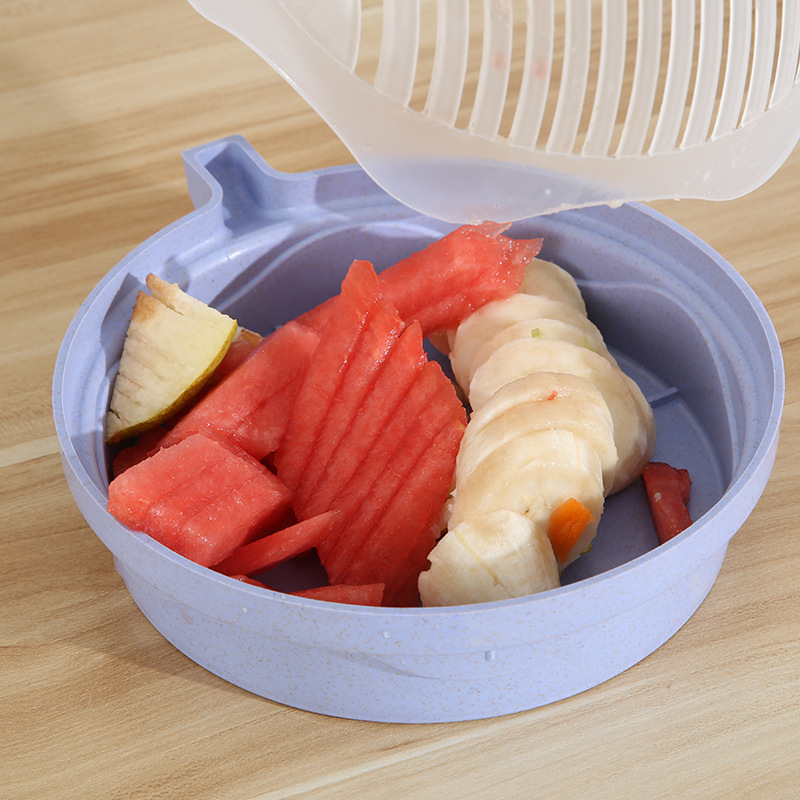 Fruit Vegetable Tools Salad Cutter Bowl Colander Food Grade Vegetable Divider Cutting Bowl