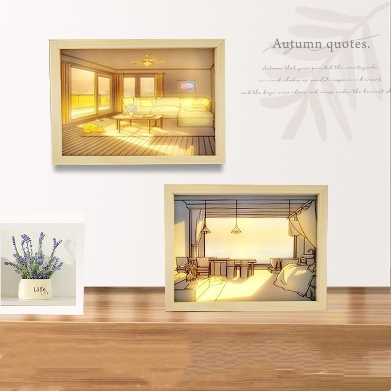 Home Decoration Light Painting Led Anime Light Box Wall Art Simulate Sunshine Led Light Painting