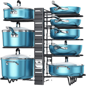 Metal kitchen Storage Holder Vertical Multi-layer Drain Pan Organizer Multi-function Adjustable Pot Rack