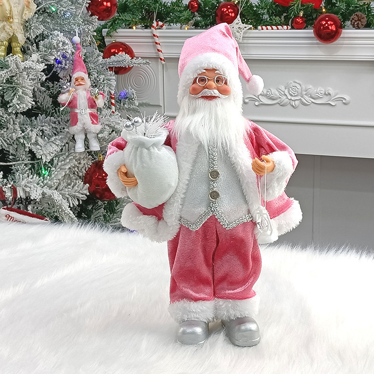 Christmas Standing Animated Santa Claus With Lighting Musical Ornament Decoration Figurine Doll Christmas Figurine