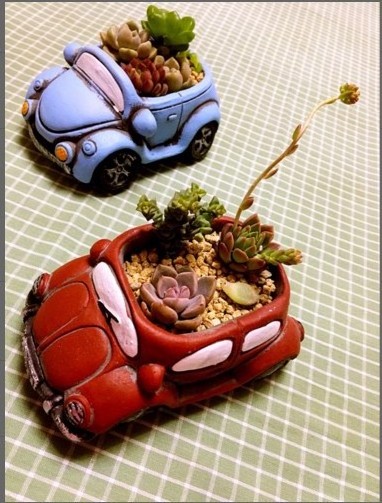 Creative personality retro cartoon car breathable succulent flower pot decoration plant flower pot