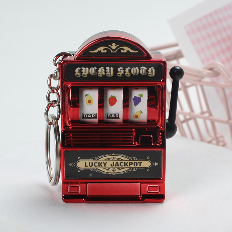 Lucky Jackpot Mini Fruit Slot Machine Fun Birthday Keychain Educational Toy Mini Slot Gambling Machine Toy keychain