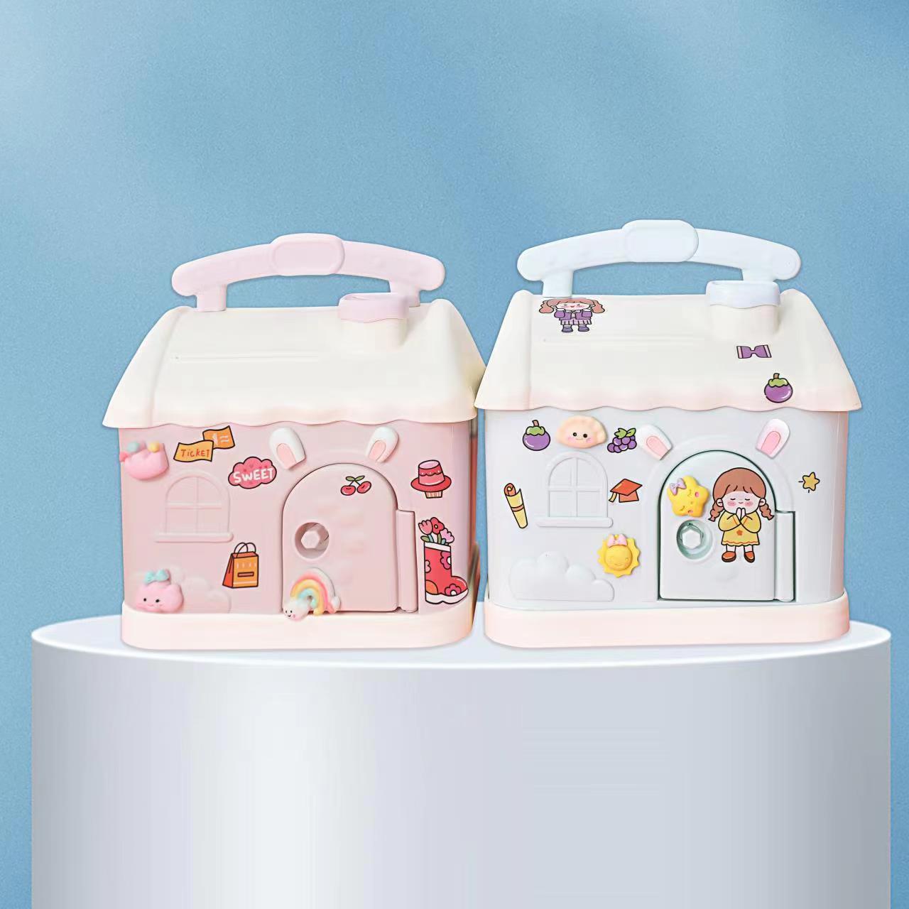 Popular Cute Cartoon Decoration Birthday Gift Plastic Storage Gift Children Plastic Window Box Piggy Bank