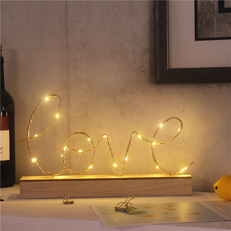 Home Decor Lamp Birthday Valentine's Day Wedding Decorations Table Bedroom Light LOVE HOME Letter LED Light