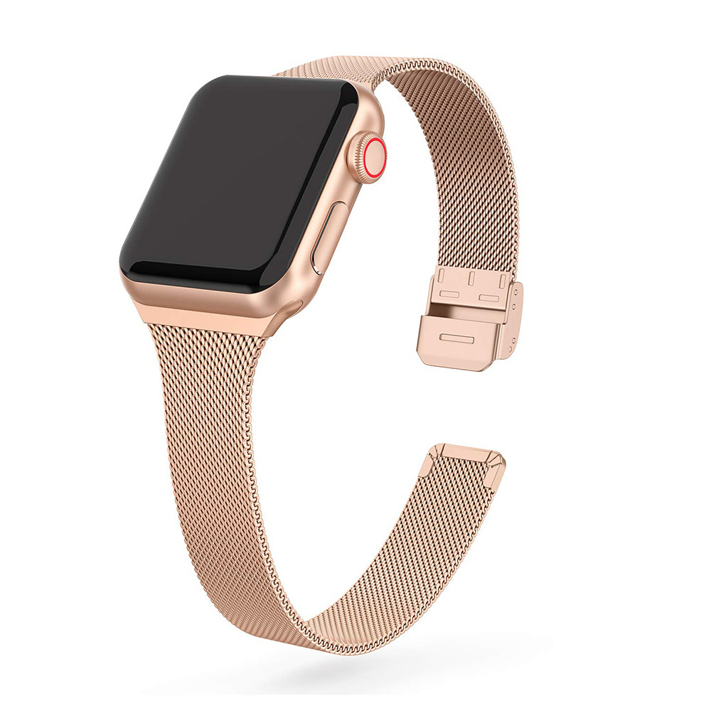 RYB Slim Mesh Stainless Steel Metal Bracelet Band for Apple Watch Series Ultra 9 8 7 6  41mm 42mm 44mm 45mm 49mm